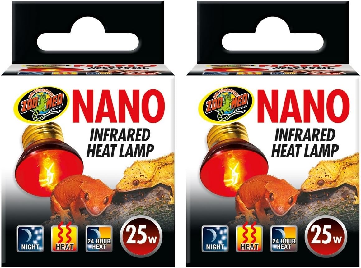 Zoo Med 2 Pack Nano Infrared Heat Lamp - 25W Efficient Heat