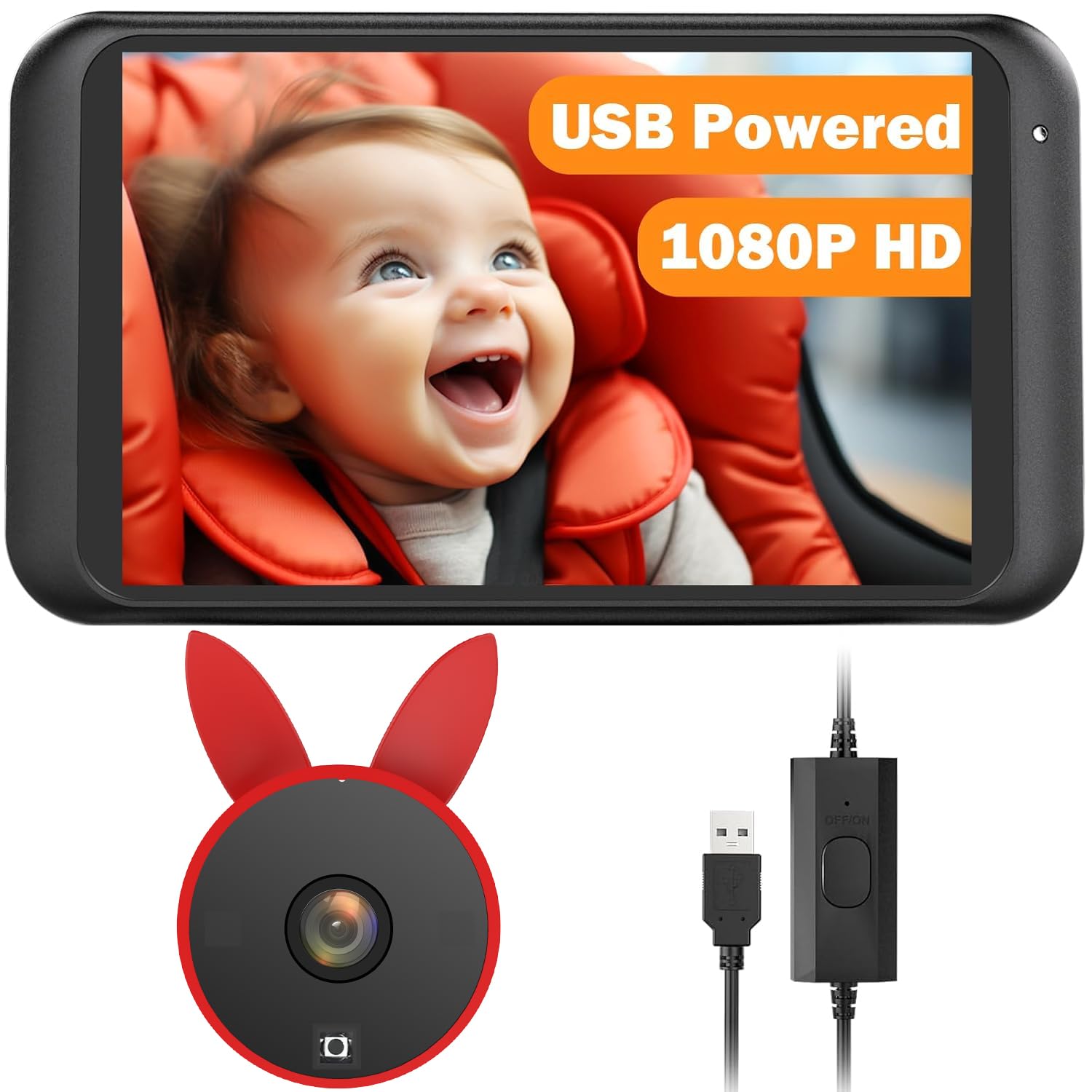 BV2 Baby Car Camera with 4.5ft' HD 1080P for Child Safety