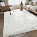 Fluffy Area Rugs for Bedroom Decor Aesthetic 5x7 Cream White Shag Rug