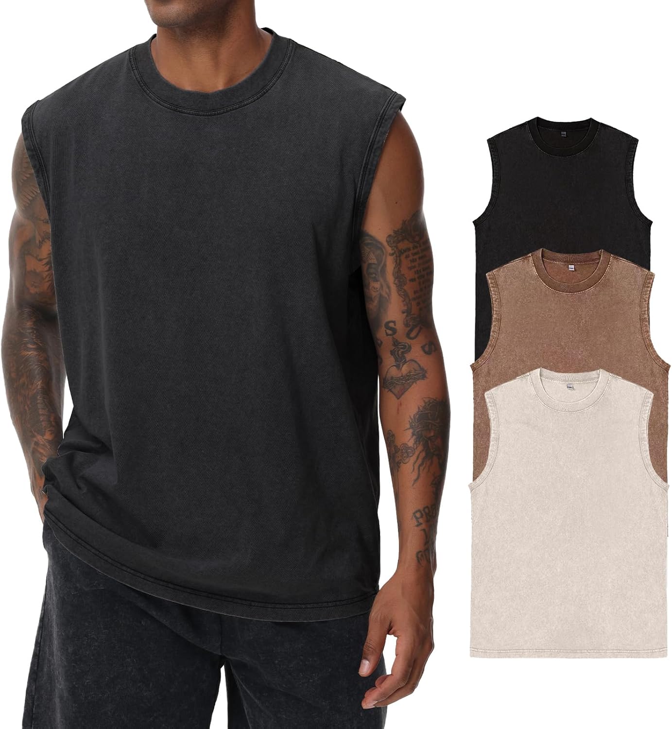 Mens Cotton Sleeveless Tank Tops for Gym and Beach Activities