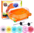 Stadium Battle Top Set - 6 Light Ignite Spinning Tops and Stadium