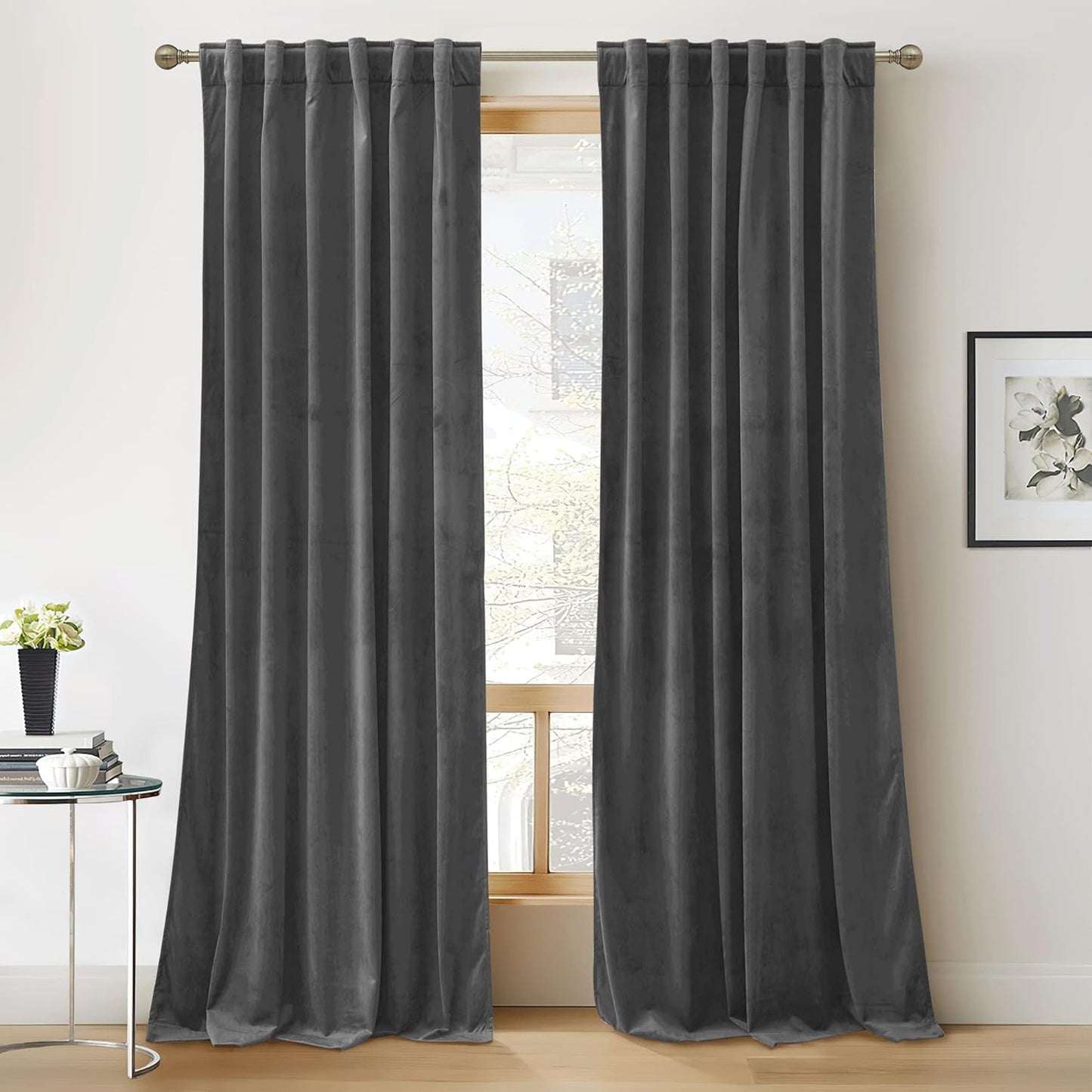 RYB Home Velvet Curtains - Luxury Room Darkening Drapes