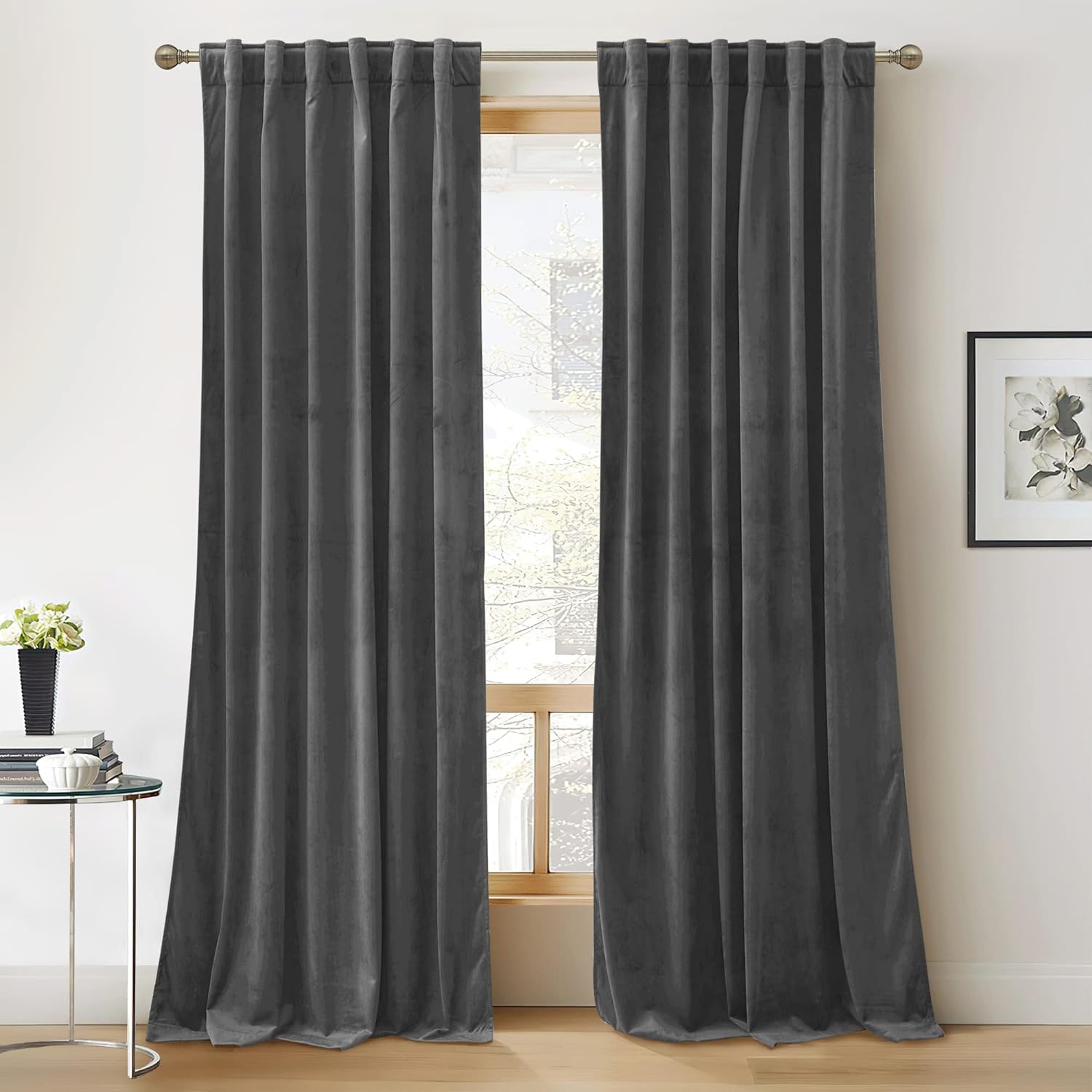 RYB Home Velvet Curtains - Luxury Room Darkening Drapes