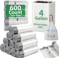 4 Gallon Trash Bags Drawstring Small Trash Can Liners - Pre-separated