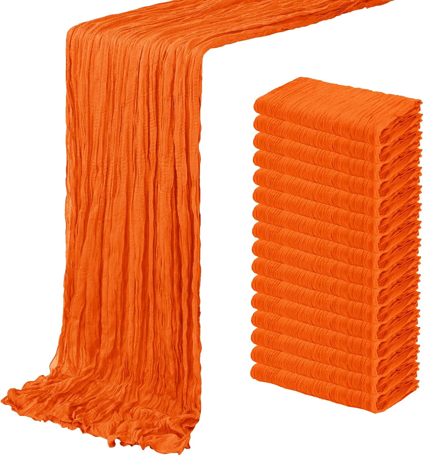 16 Pack Orange Cheesecloth Table Runner for Weddings and Parties