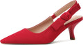 Erocalli Women's Low Kitten Bow Heels Slingback Pumps - Elegant Shoes