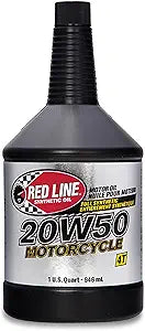 Red Line 42504 20W50 Motorcycle Oil Synthetic - Quart 4 Pack