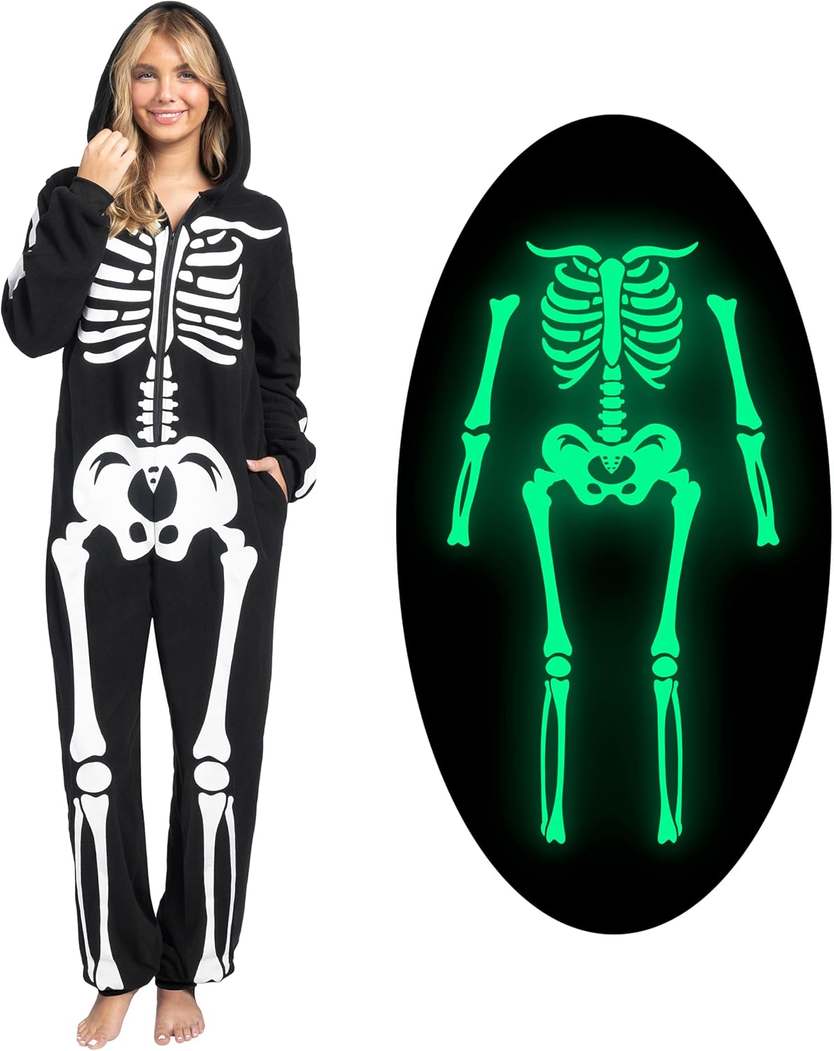 Glow in the Dark Skeleton Costume for Women by Spooktacular Creations