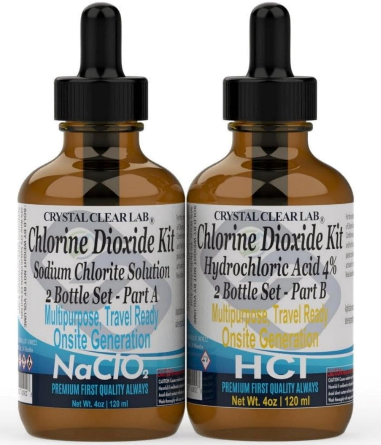 Chlorine Dioxide Kit for Onsite Generation - 8oz Glass Set