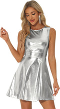 Allegra K Metallic Sleeveless High Waist Club Party Dress Out