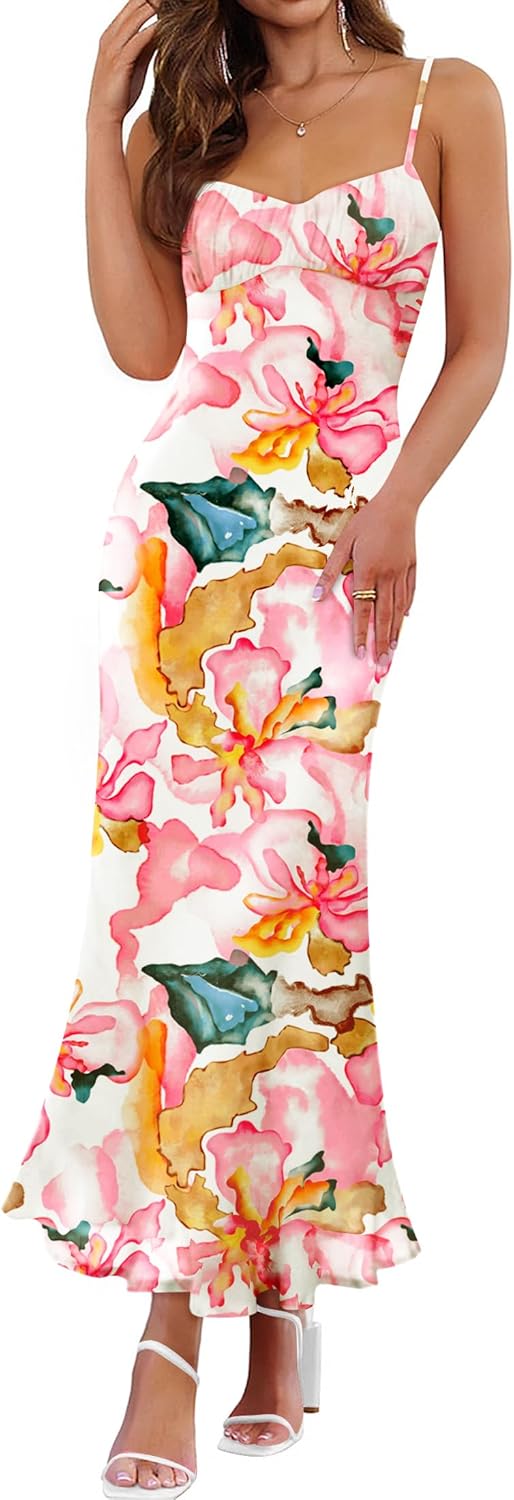 ZESICA Womens Summer Floral Spaghetti Straps Maxi Dress Review