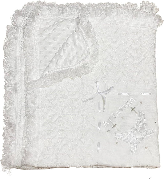 Baby Blanket for Boys Girls Baptism Christening Gifts Soft White