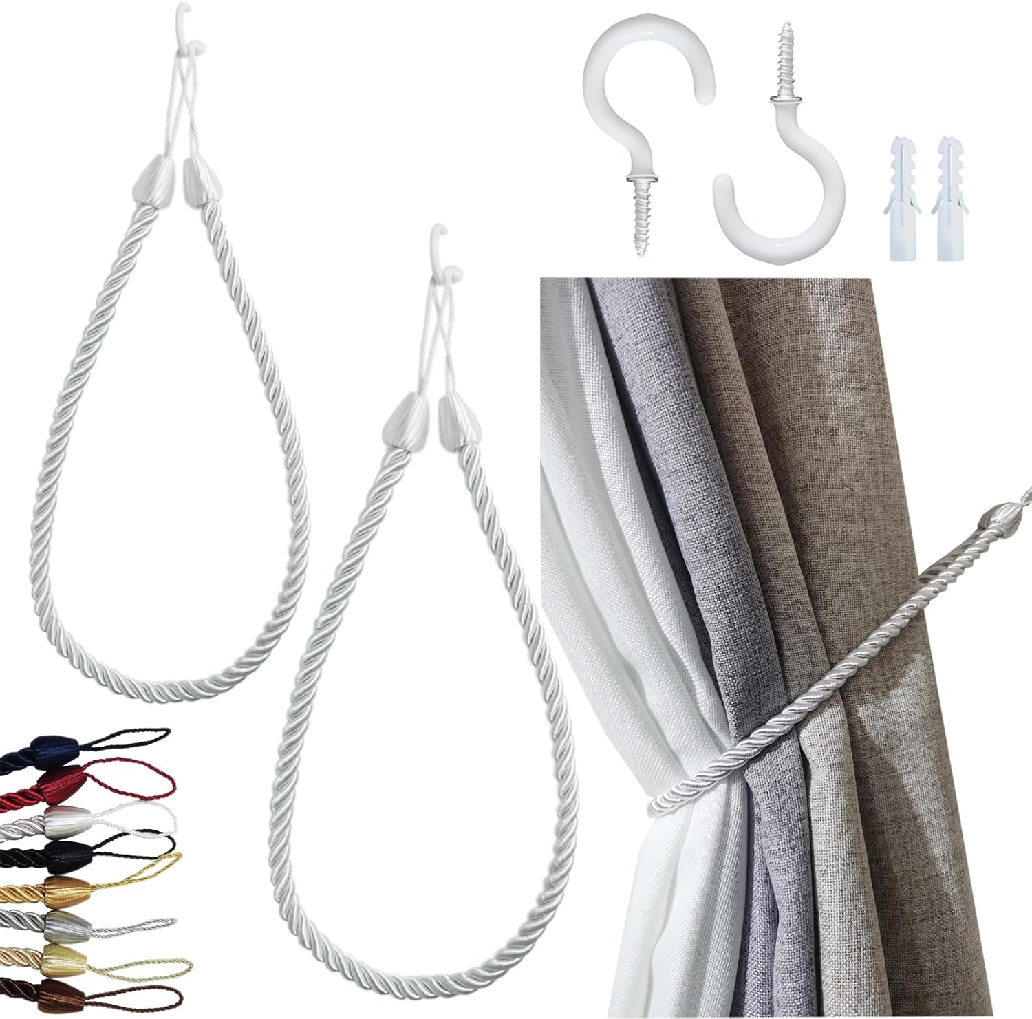 White Rope Tiebacks: Securely Hold Any Curtains!
