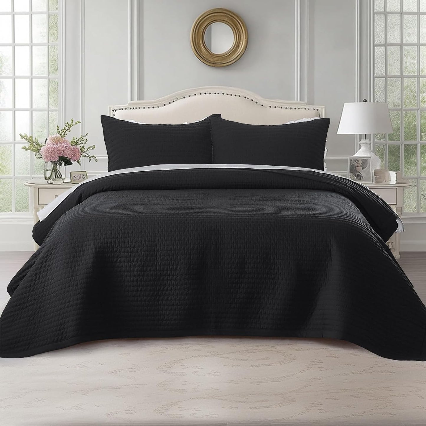 KASENTEX Queen XL Quilt Set - Soft Washed Lightweight Bedspread