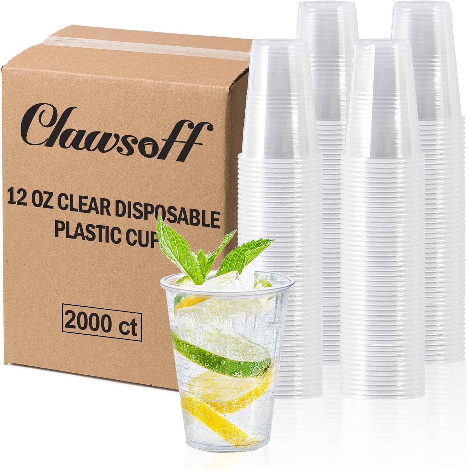 2000 Pack 9 oz Clear Plastic Cups for Parties and Events