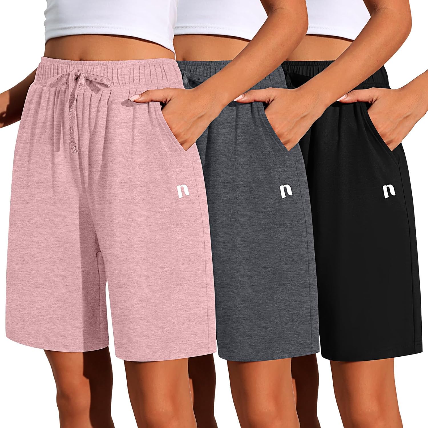 Neer Women's Quick Dry High Waisted Bermuda Athletic Shorts