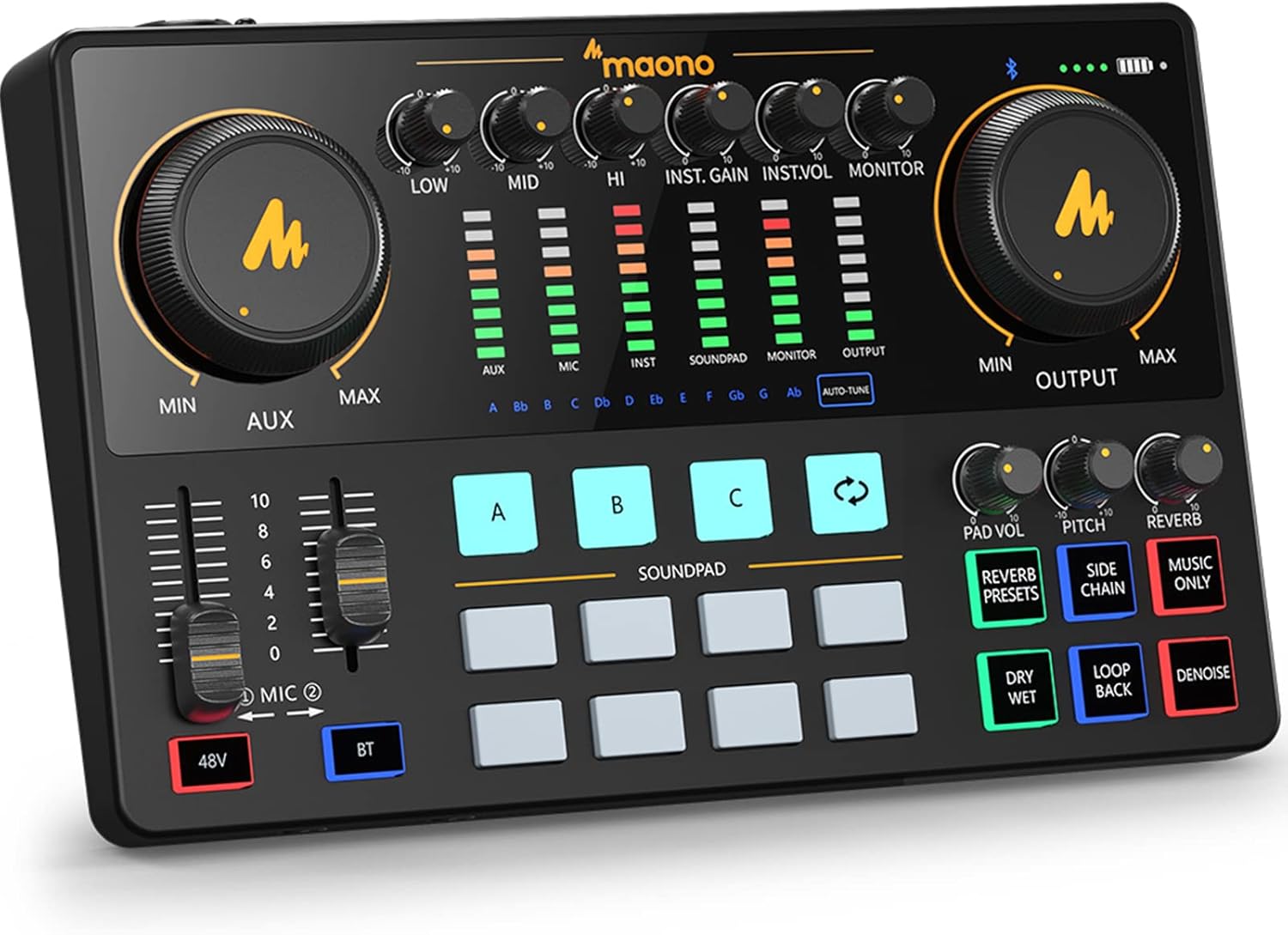 MAONO Audio Interface AME2: 10-Channel Mixer for Podcasting