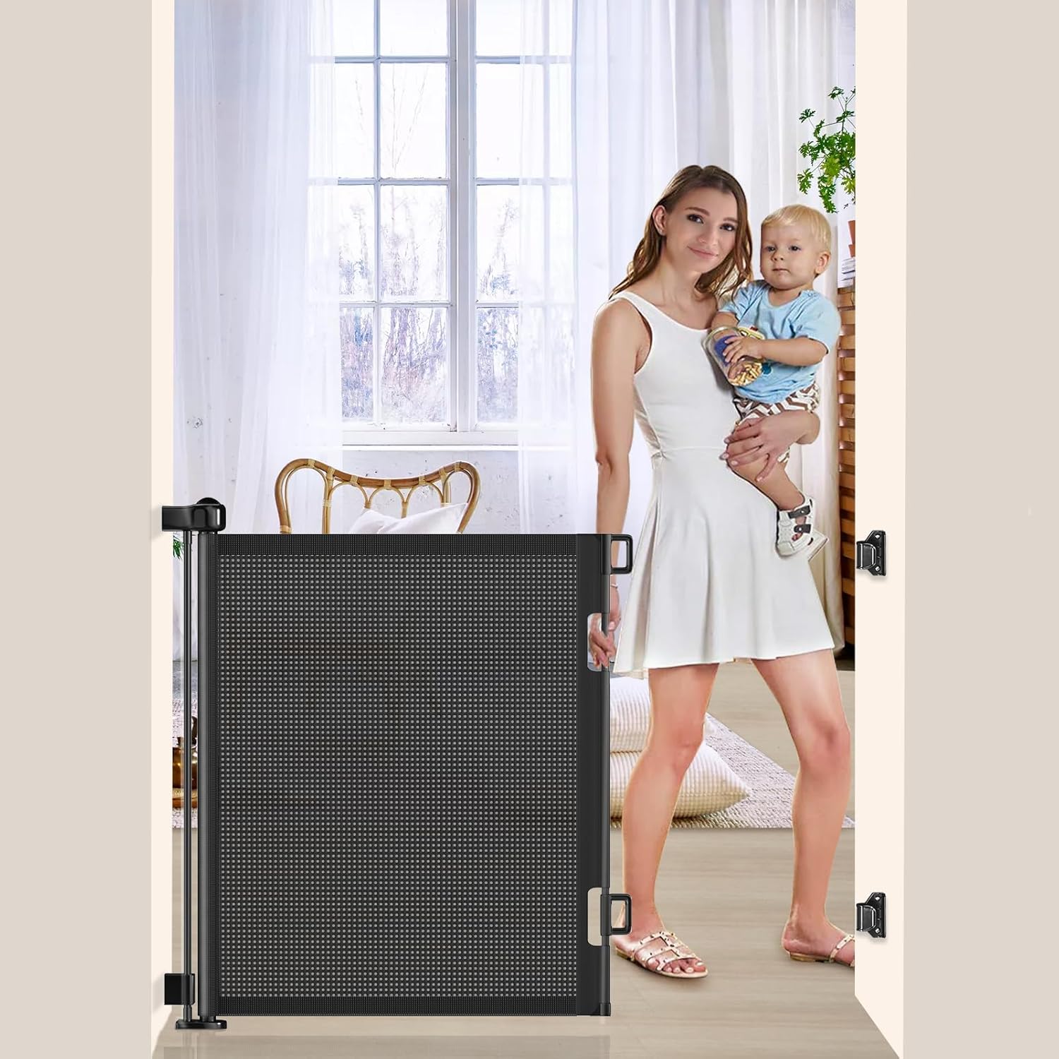 Retractable Baby Gates for Stairs and Doorways, Extra Wide Design
