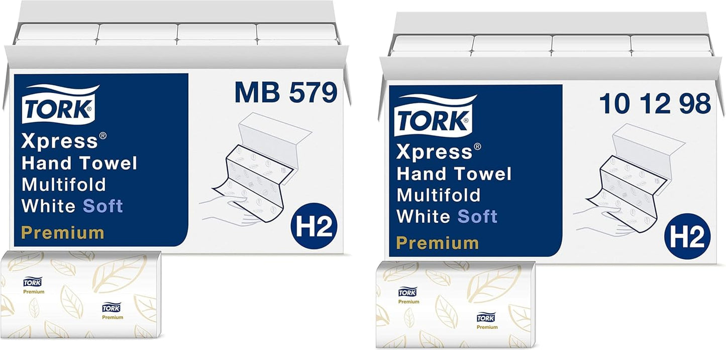 Tork Xpress Soft Multifold Hand Towels with Blue Leaf Print
