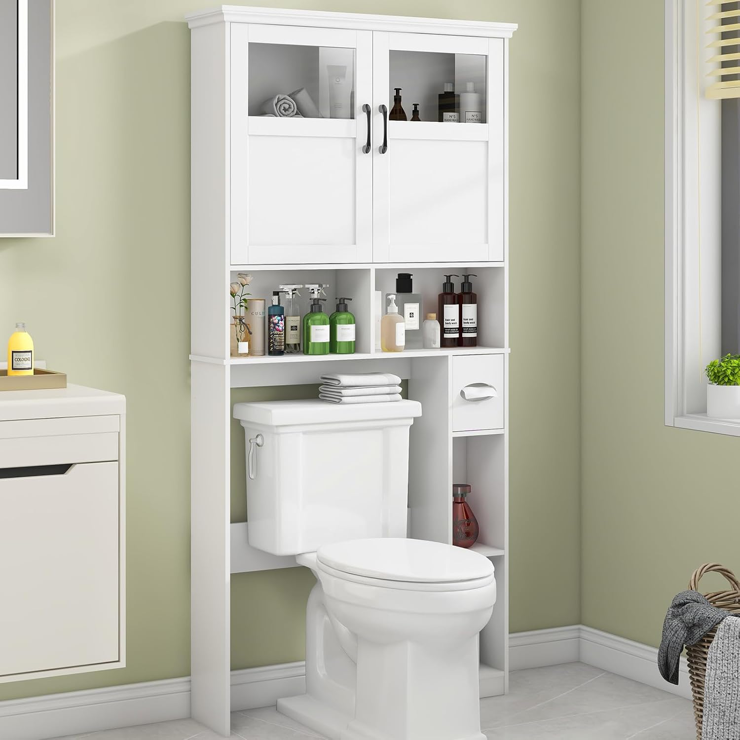 Vabches Freestanding Toilet Storage Cabinet: Elegant Space Saver