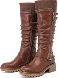 Women's Slouchy Knee High Boots Low Heel - Comfortable Riding Style