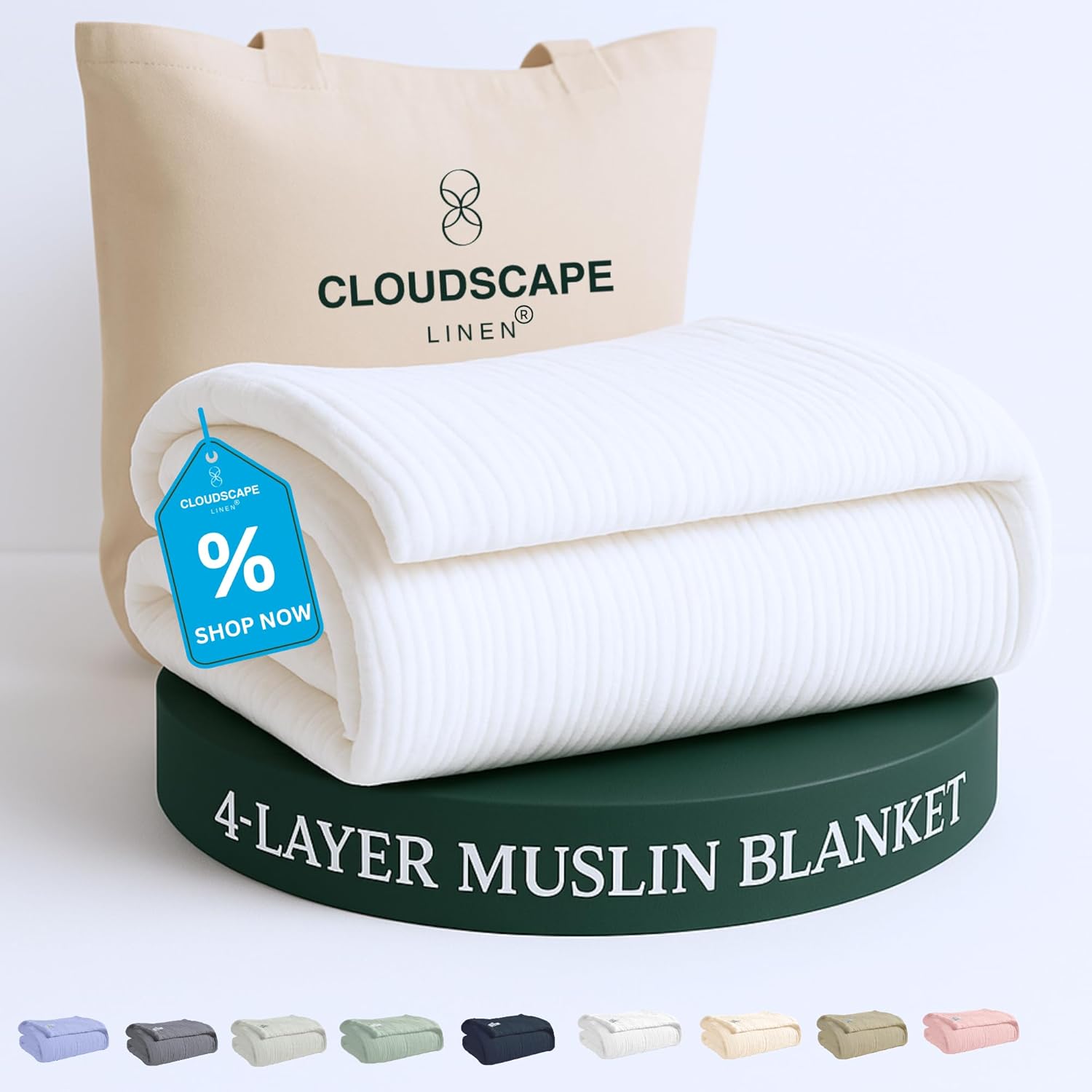 Cloud Scape Linen Oversized Muslin Blanket Queen Size 92x92