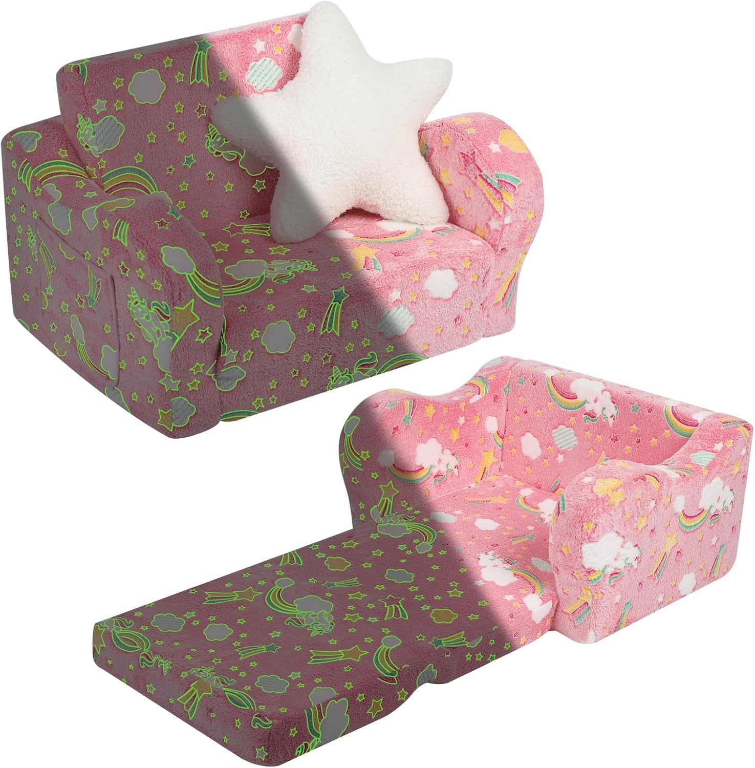 Unicorn Glow in The Dark Toddler Couch for Kids' Fun and Comfort