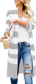 CARDYDONY Women's Long Cardigan Open Front Color Block - Casual