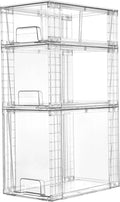 Clear Stackable Storage Drawers 3 Pack - Compact Stackable Organizers