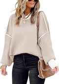 Womens Oversized Colorblock Striped Knit Pullover - Cozy Everyday