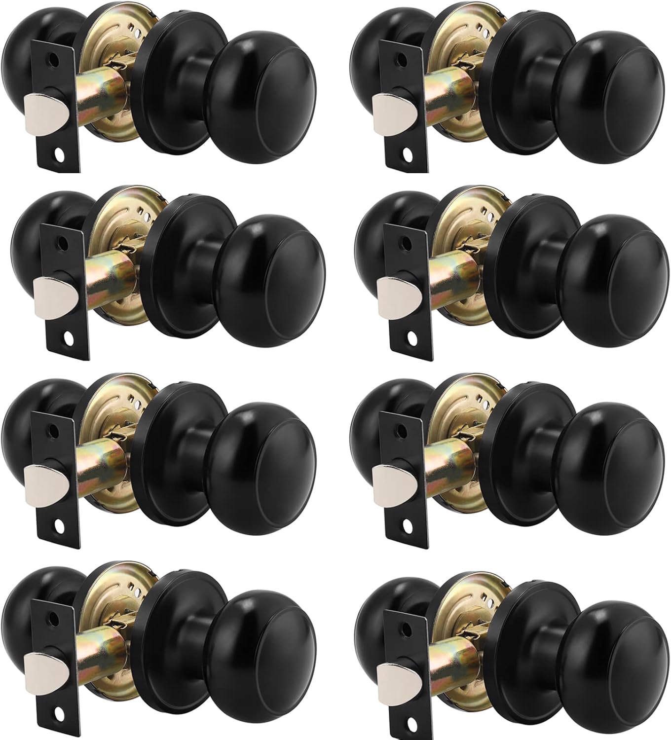 Probrico 8 Pack Round Passage Door Knob Set for Modern Homes