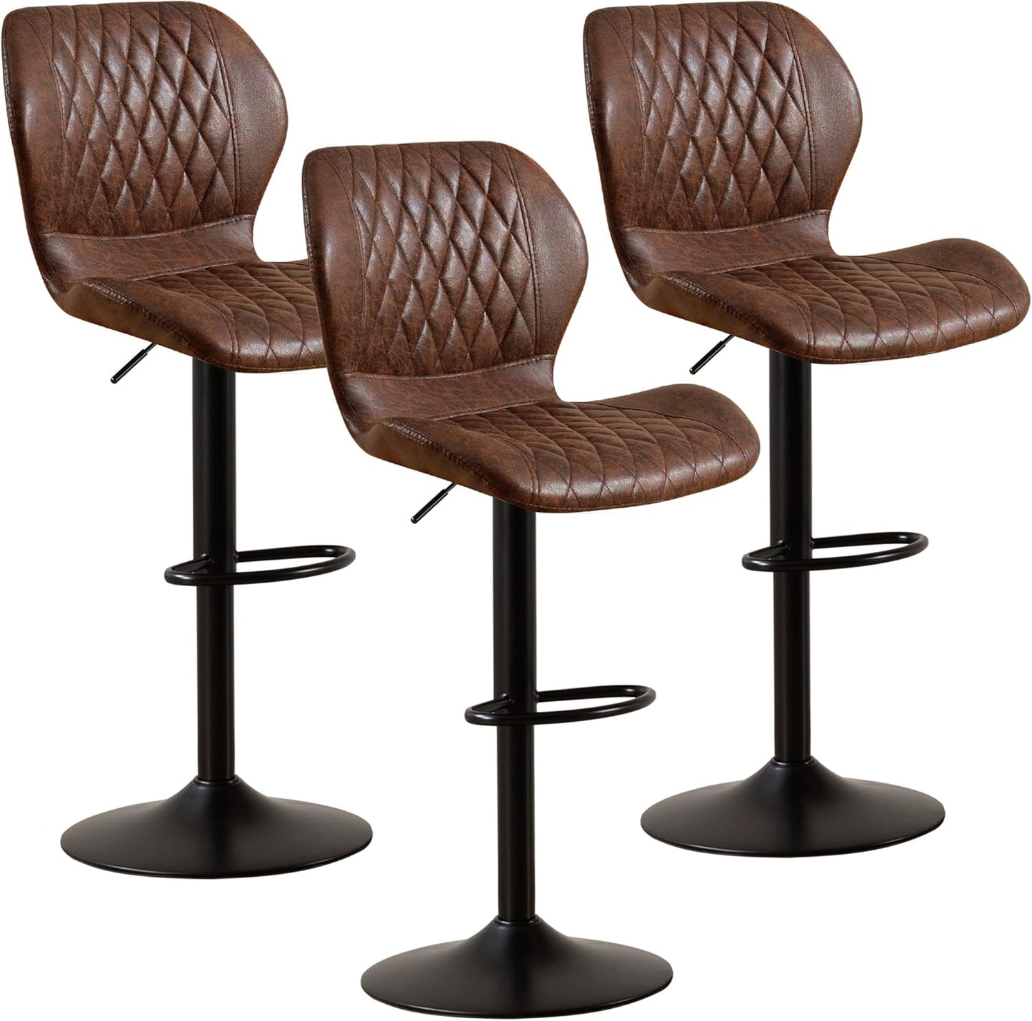 Modern Swivel Counter Height Bar Stools Set of 3 for Kitchen