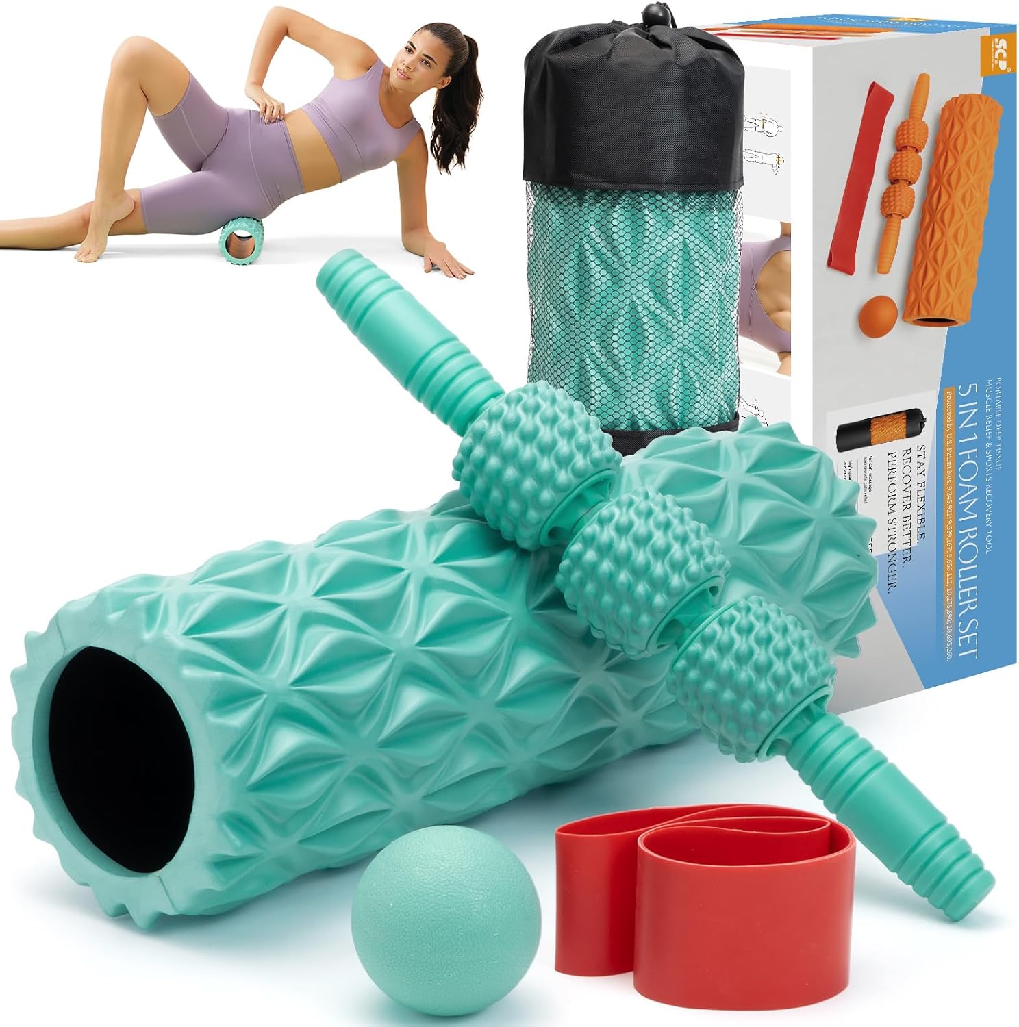 5 in 1 Foam Roller Set for Deep Muscle Massage and Fitness