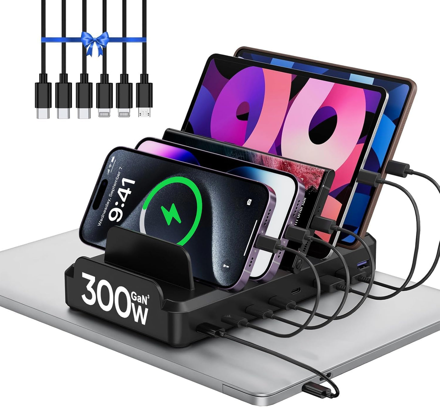 300W Multi USB C Fast Charger Station for Multiple Devices