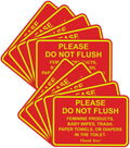 Please Do Not Flush Bathroom Etiquette Sign 5 in x 7 in - Pack of 10
