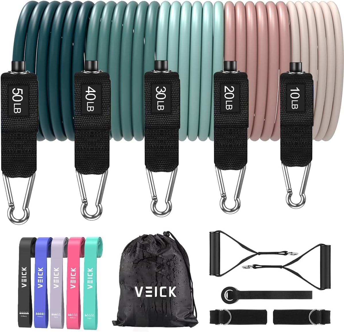 VEICK Resistance Bands for Home Workouts - Adjustable Fitness Set