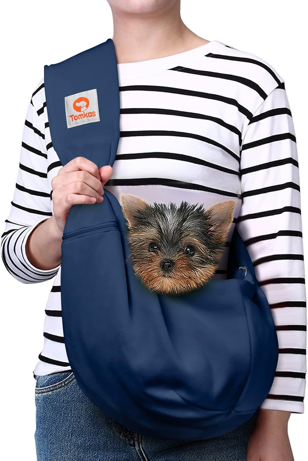 Tomkas Small Dog Sling Carrier for Pets Up to 10 lbs - Dark Blue