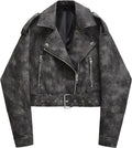 LY VAREY LIN Women Faux Leather Cropped Biker Jacket - Chic Layering