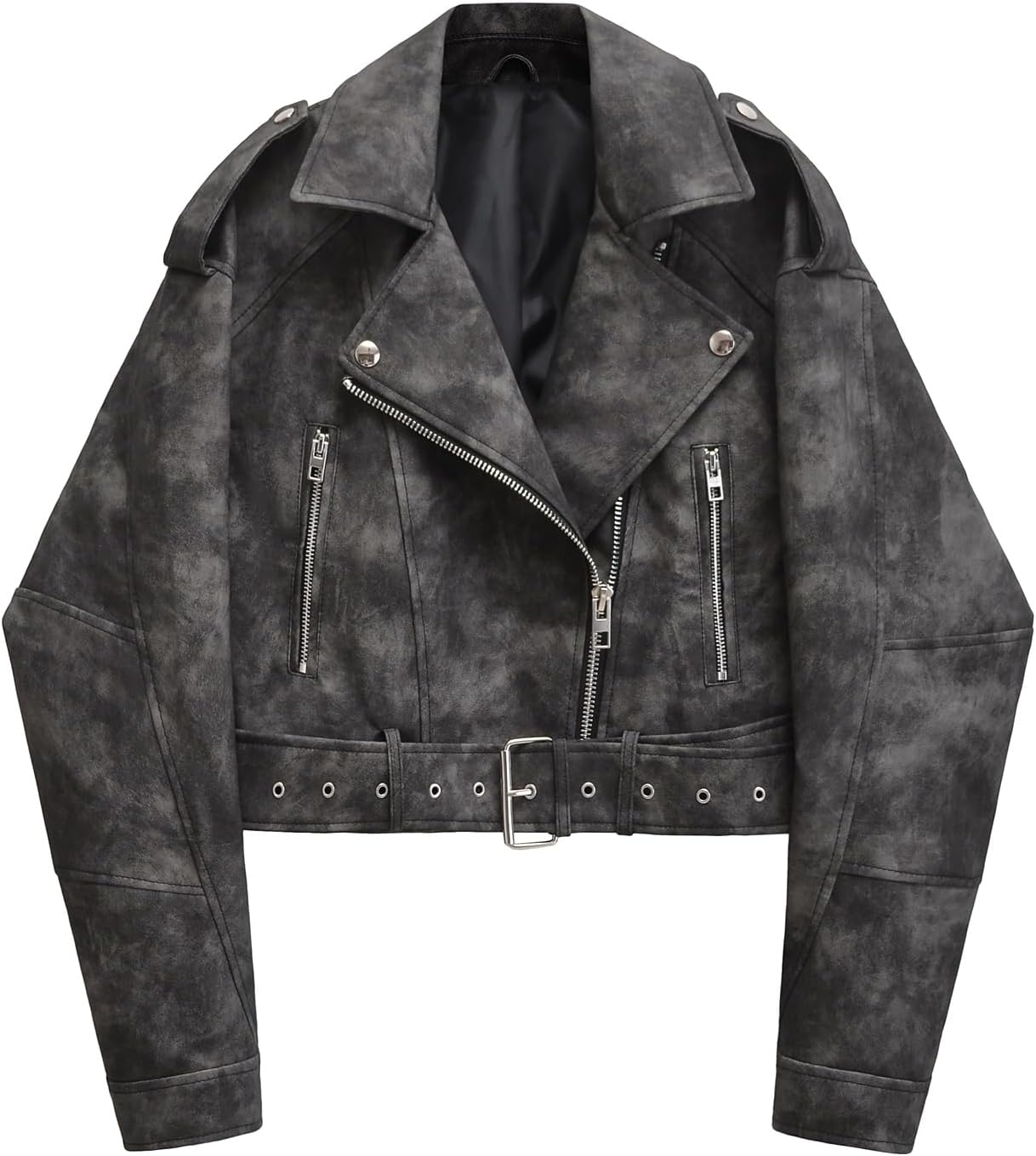 LY VAREY LIN Women Faux Leather Cropped Jacket for Stylish Looks