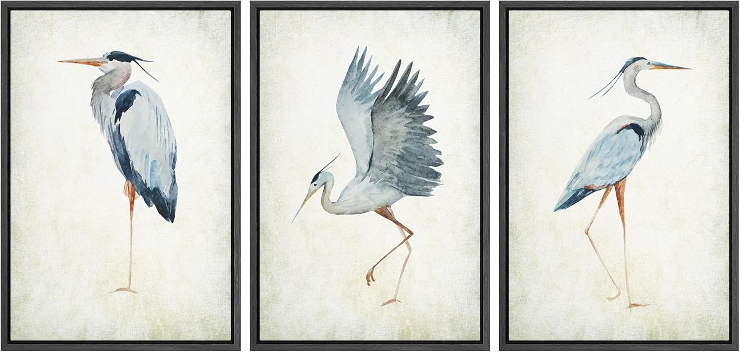 MUDECOR Framed Canvas Print Wall Art Heron Bird Minimalist Decor