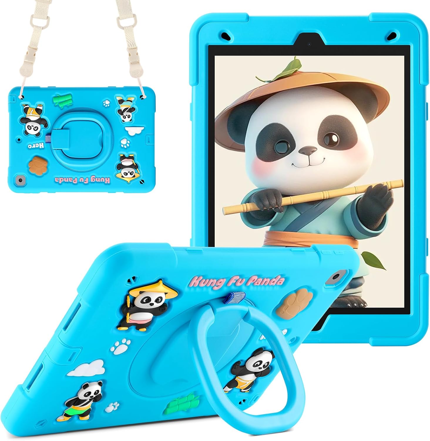Funny Cartoon Panda iPad Case for 9th/8th/7th Generation Kids