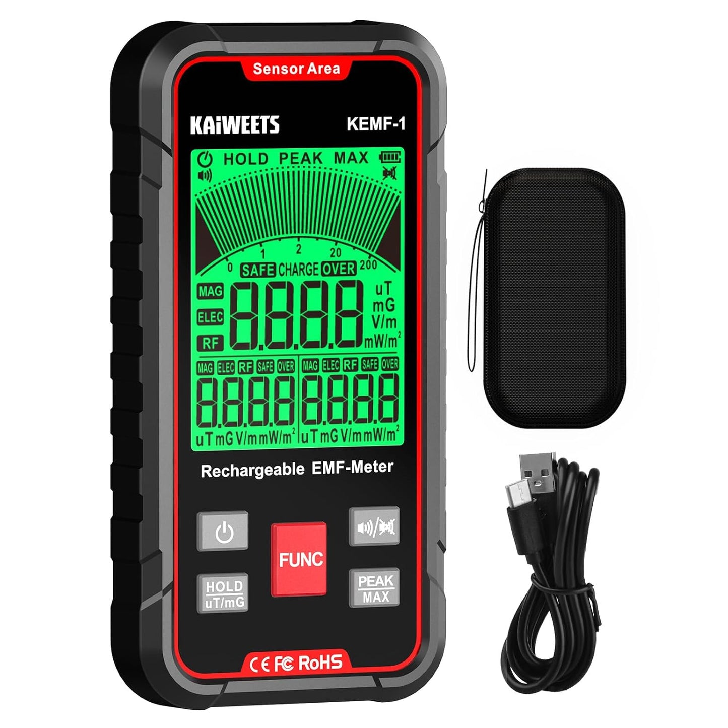 KAIWEETS EMF Detector - 3-in-1 Handheld Meter for Safety