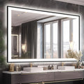 60x40 LED Mirror for Bathroom Matte Black Framed - Backlit & Anti-Fog