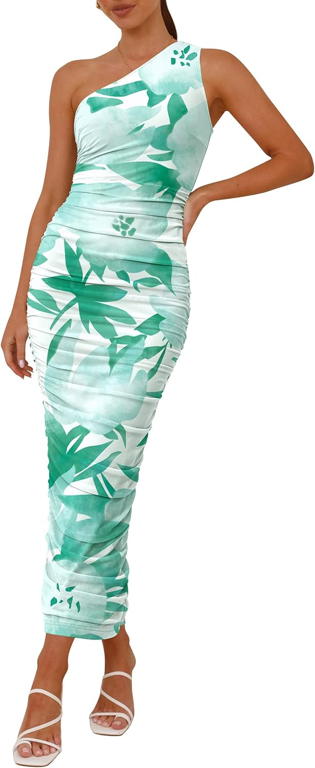 One Shoulder Bodycon Dress for Women - Floral Summer Style