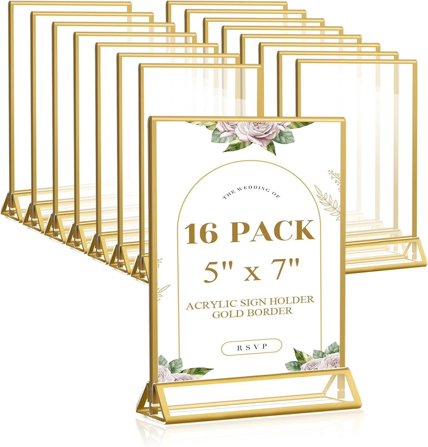 Smarpau Gold Acrylic Sign Holder 5x7 for Weddings and Events