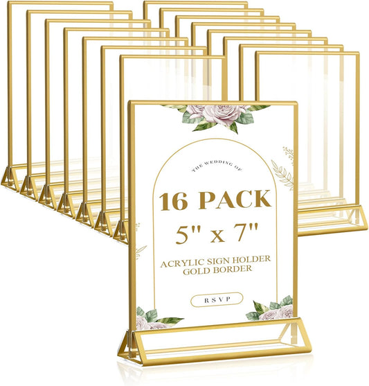 Smarpau Gold Acrylic Sign Holder 5x7 for Weddings and Events