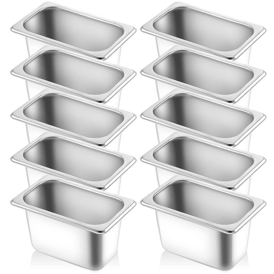 10 Pcs 1/9 Size 4 Inch Deep Stainless Steel Hotel Pan Set