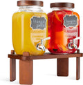 Large 2PCS Glass Drink Dispensers with Wood Stand - Party Ready