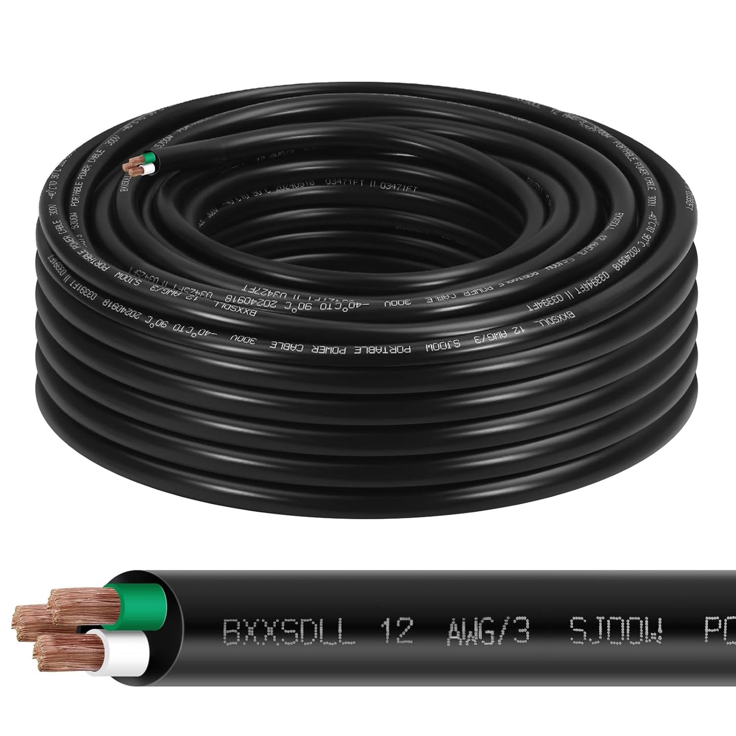 25FT 12/3 SJOOW 300V Wire for Heavy Duty Power Solutions