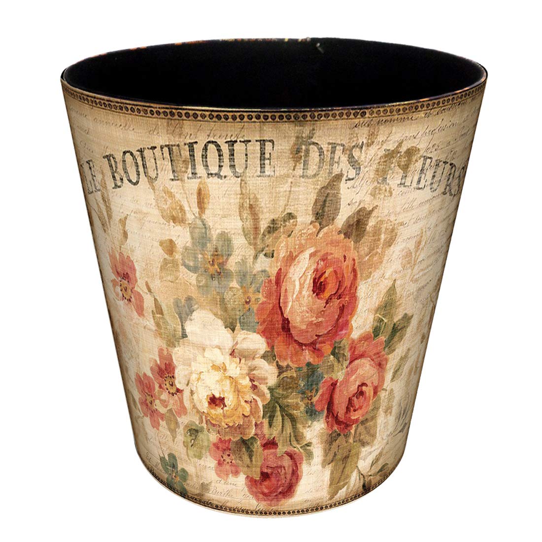10L Retro Decorative Trash Can Waterproof PU Leather Wastebasket
